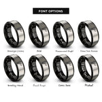 font options for inside engraving on black & grey hatchet rings