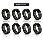 font options for inside engraving on black hatchet rings