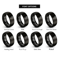 font options for inside engraving on black hatchet rings