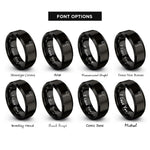 font options for inside engraving on black hatchet rings