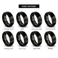 font options for inside engraving on black hatchet rings