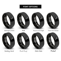 font options for inside engraving on black hatchet rings