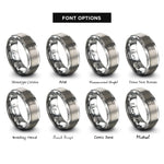 font options for inside engraving on silver hatchet rings