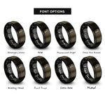 font options for inside engraving on gunmetal & black hatchet rings
