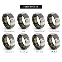 font options for inside engraving on gunmetal & grey hatchet rings