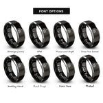 font options for inside engraving on black & gray hatchet log rope rings