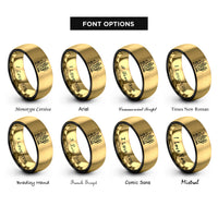 font options for inside engraving on black & gold haunted house rings
