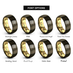 font options for inside engraving on gunmetal & gold haunted house rings