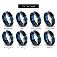 font options for inside engraving on blue & gray hawaii big island rings