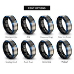 font options for inside engraving on black & blue & gray hawk rings