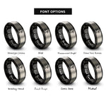 font options for inside engraving on black & gray hawk rings