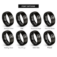 font options for inside engraving on black hawk rings