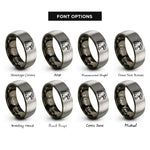 font options for inside engraving on gunmetal & grey hawk rings