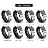 font options for inside engraving on black & silver hay bundle rings