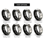 font options for inside engraving on black & grey hazard chevron stripes rings