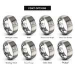font options for inside engraving on silver hazard chevron stripes rings