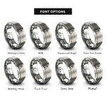 font options for inside engraving on grey hazard exclamation rings