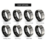 font options for inside engraving on black & gray hazard stripe pattern rings
