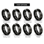 font options for inside engraving on black & gray hazard stripe pattern rings