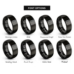 font options for inside engraving on black hazard stripe pattern rings