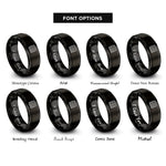 font options for inside engraving on black hazard stripe pattern rings