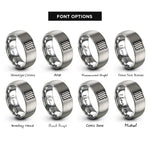 font options for inside engraving on gray hazard stripe pattern rings