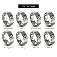 font options for inside engraving on gray hazard stripe pattern rings
