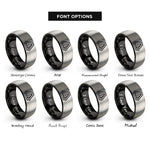 font options for inside engraving on black & grey hazard stripes rings