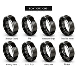 font options for inside engraving on black & grey hazard stripes rings