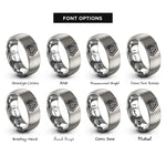 font options for inside engraving on silver hazard stripes rings