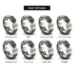 font options for inside engraving on silver hazard stripes rings
