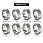 font options for inside engraving on gray hazard stripes rings