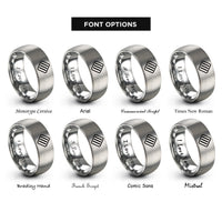 font options for inside engraving on gray hazard stripes rings