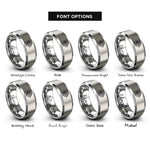 font options for inside engraving on grey hazard stripes rings