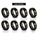 font options for inside engraving on gunmetal & black hazard stripes rings