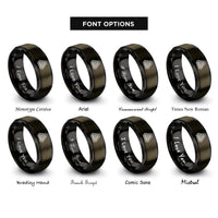 font options for inside engraving on gunmetal & black hazard stripes rings