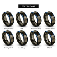 font options for inside engraving on gunmetal & blue hazard stripes rings
