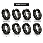 font options for inside engraving on black & silver hdmi plug rings