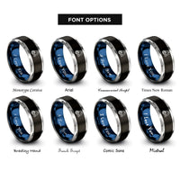 font options for inside engraving on black & blue & grey headlamp rings