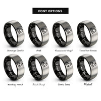 font options for inside engraving on black & silver headlamp rings