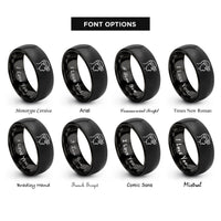 font options for inside engraving on black headlamp rings