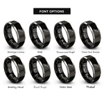 font options for inside engraving on black & silver headless bass rings