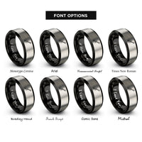 font options for inside engraving on black & grey headless bass rings