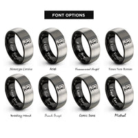 font options for inside engraving on black & gray headless endpiece clamp rings