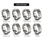 font options for inside engraving on grey headless endpiece clamp rings