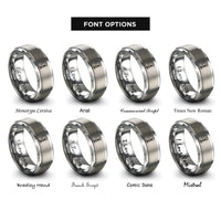 font options for inside engraving on silver headless endpiece clamp rings