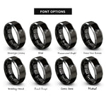font options for inside engraving on black & gray headless guitar pick rings