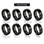 font options for inside engraving on black headless guitar pick rings