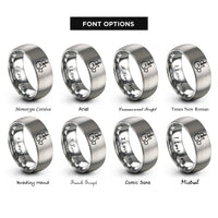 font options for inside engraving on gray headless guitar pick rings