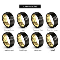 font options for inside engraving on black & gold headphones rings